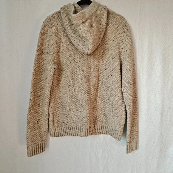 ABERCROMBIE & FITCH Hooded Cable-knit Wool-blend Sweater Oatmeal Preppy Size XL - Picture 10 of 10